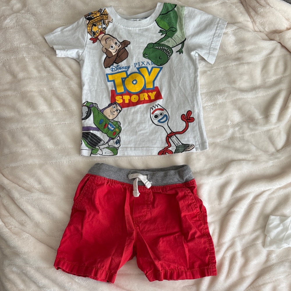 Disney Toy Story White Tee and Red Shorts Set